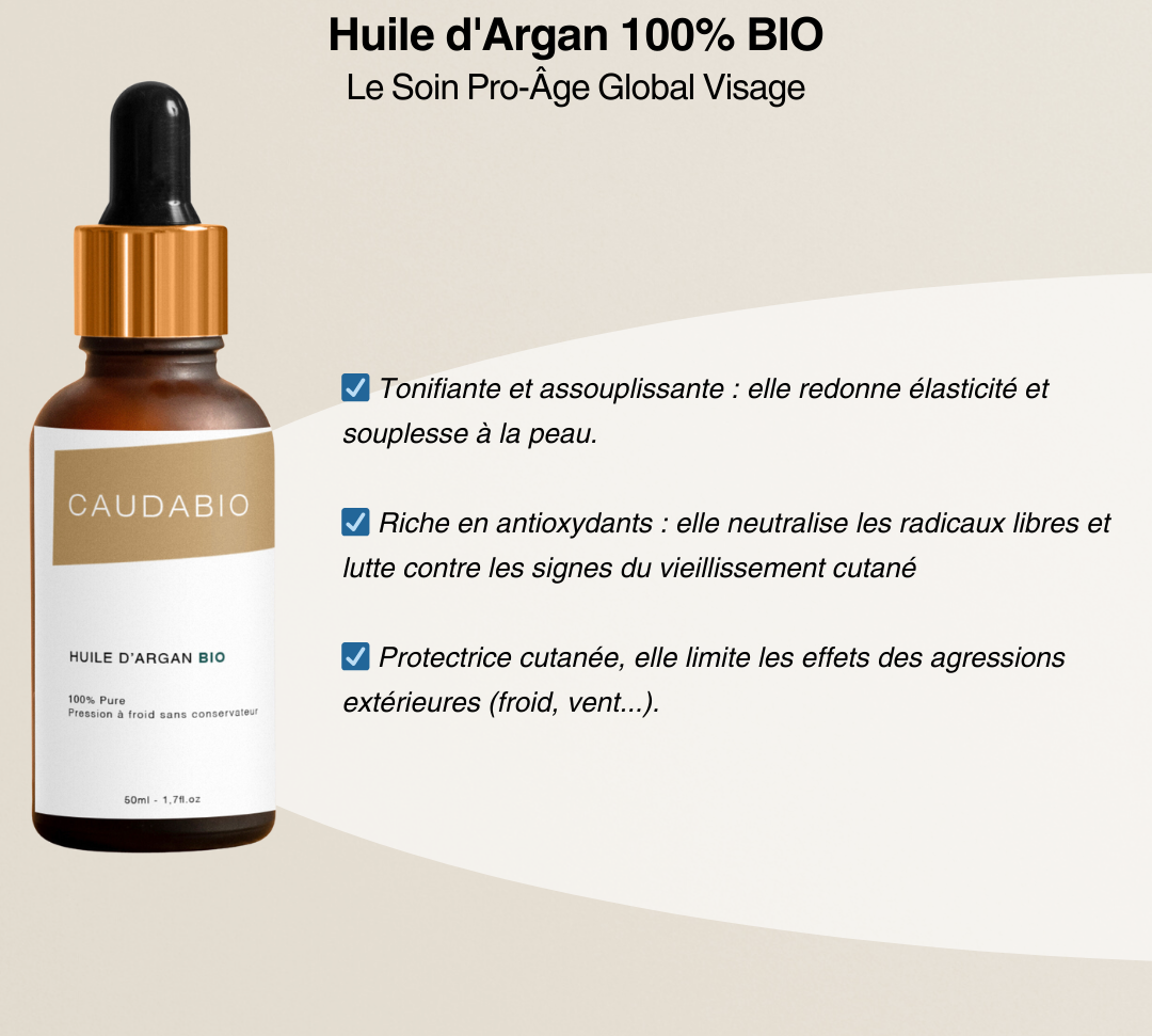 Huile d'argan bio pour le visage et les lèvres